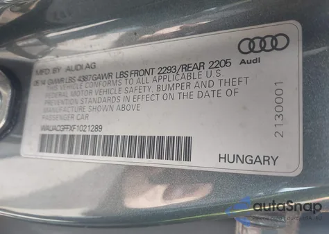 2015 Audi A3 1.8T Premium z USA, uszkodzony, nr VIN WAUACGFFXF1021289